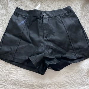 black leather shorts